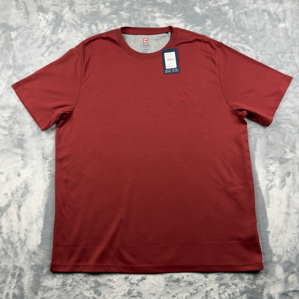 Chaps Mens Short Sleeve Crewneck T-Shirt Deep Mahogany Red XL NWT